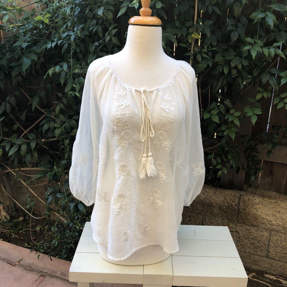Skies are Blue Anthropologie Boho Peasant Blouse S